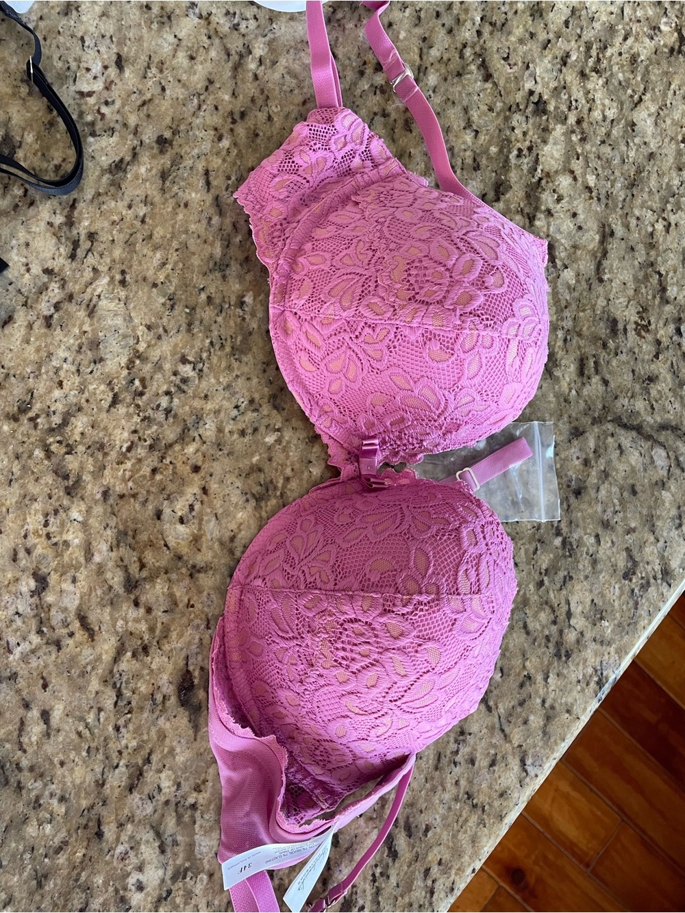 Frederick's of Hollywood Bright Pink Floral Lace Underwire Bra